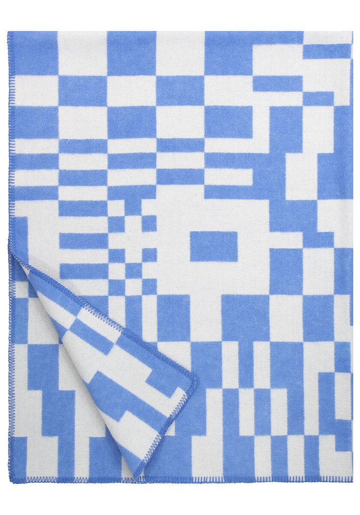 Koodi Wool Woven Blanket - Blue/Beige