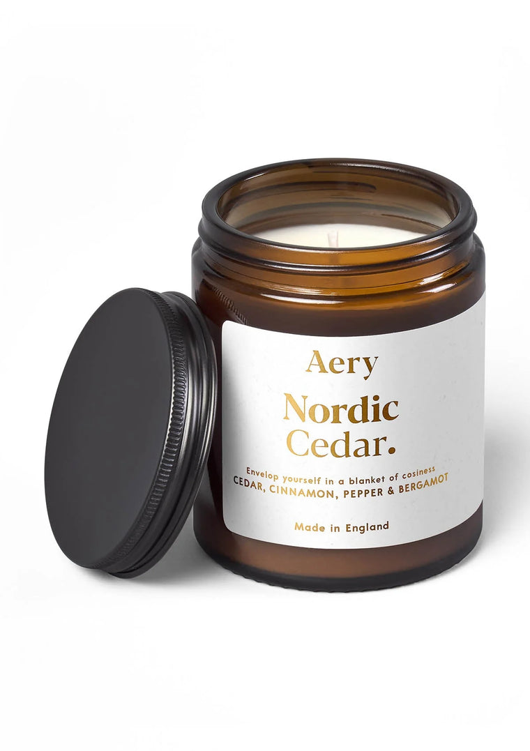 Nordic Cedar Scented Jar Candle - Cedar Cinnamon and Bergamot