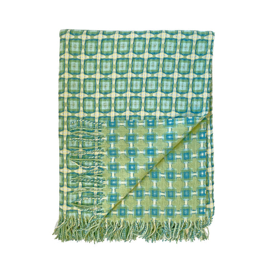 Aqua green Basket Weave Throw by Paulette Rollo