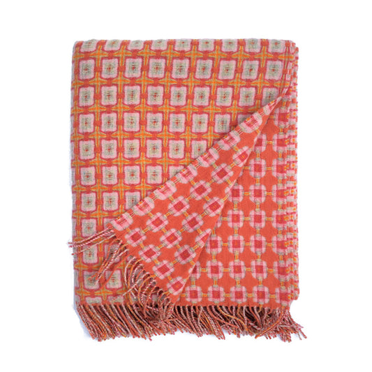 Coral Basket Weave Throw by Paulette Rollo
