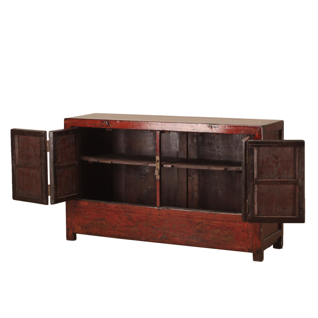 Vintage Russet Decorated Sideboard from Dongbei -05