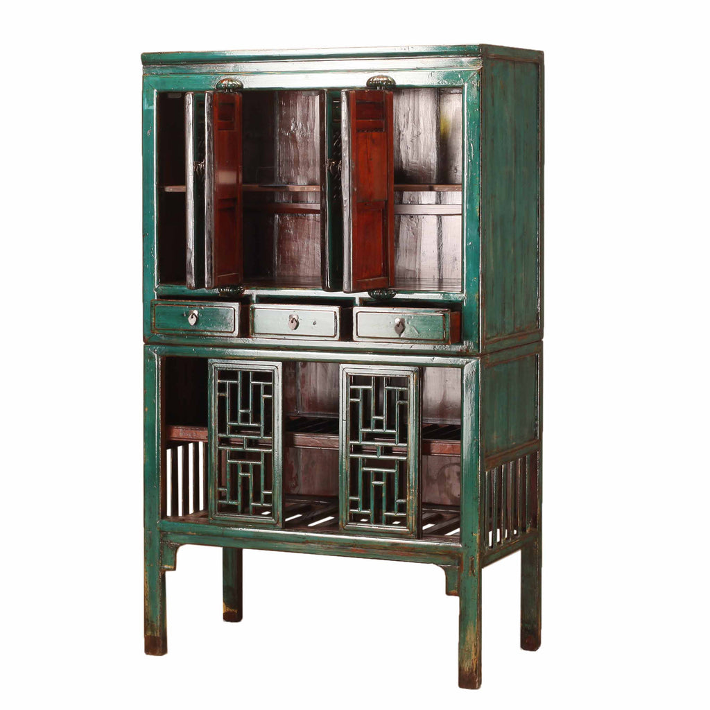 Vintage Green Chinese Kitchen Cabinet from Jiangsu