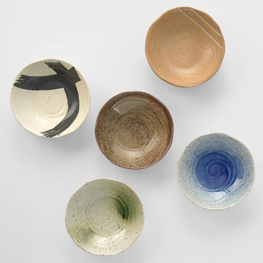 handmade bowl set of 5 different glaze