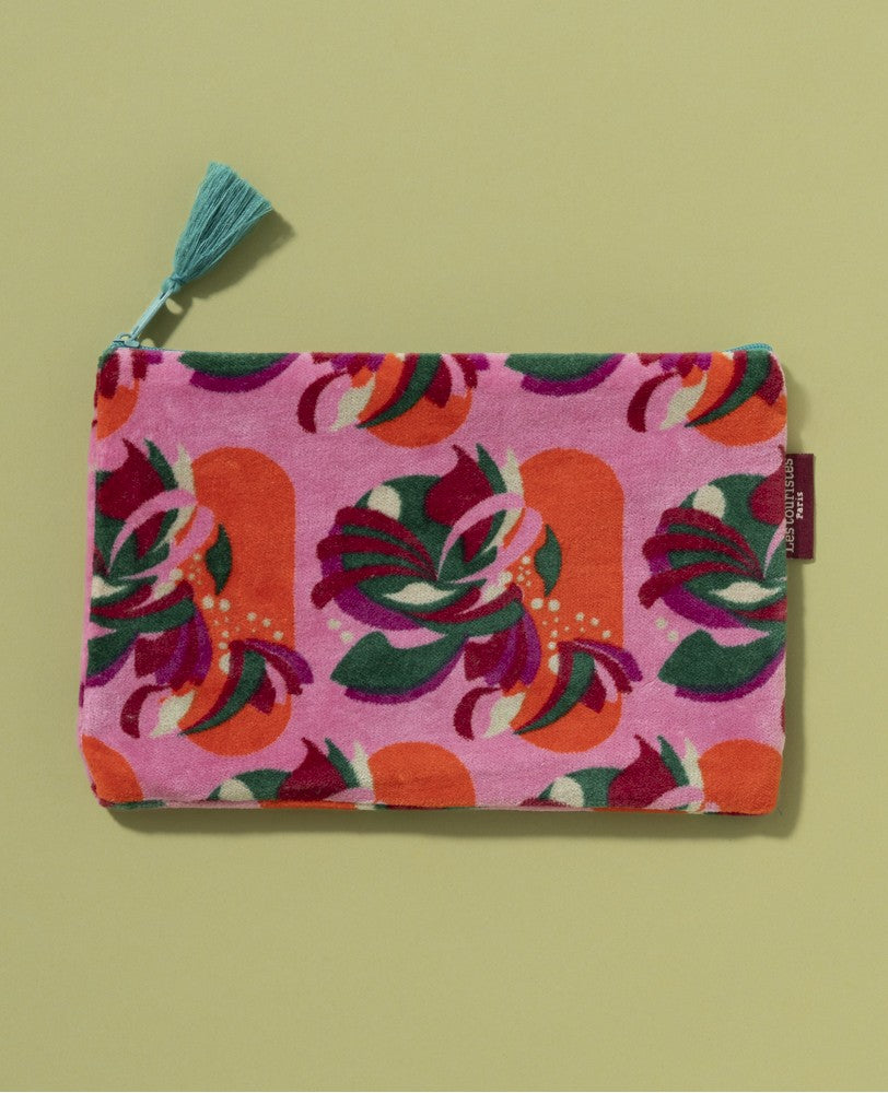 Medium Zipped Pouch - Split Pink Orange