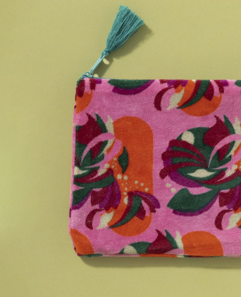 Medium Zipped Pouch - Split Pink Orange