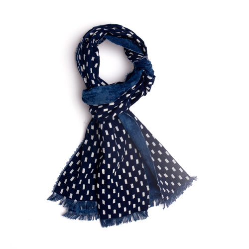 Indigo calico cotton scarf. Check pattern - Chinese homewares- Rouge Shop antique stores London - city furniture