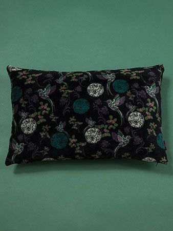 Cotton Velvet Cushion - Sintra Black- Rectangular