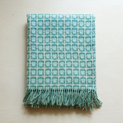 Aqua green Basket Weave Throw by Paulette Rollo