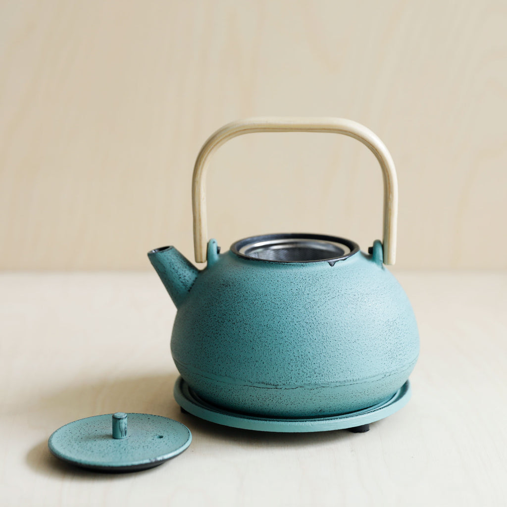 Mint Cast Iron Teapot and Trivet 0.8L