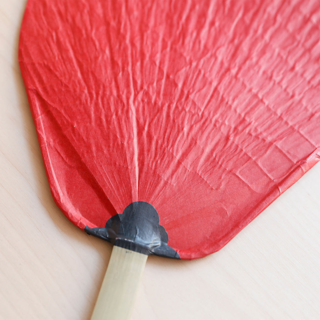Japanese Paper and Bamboo Fan in Red