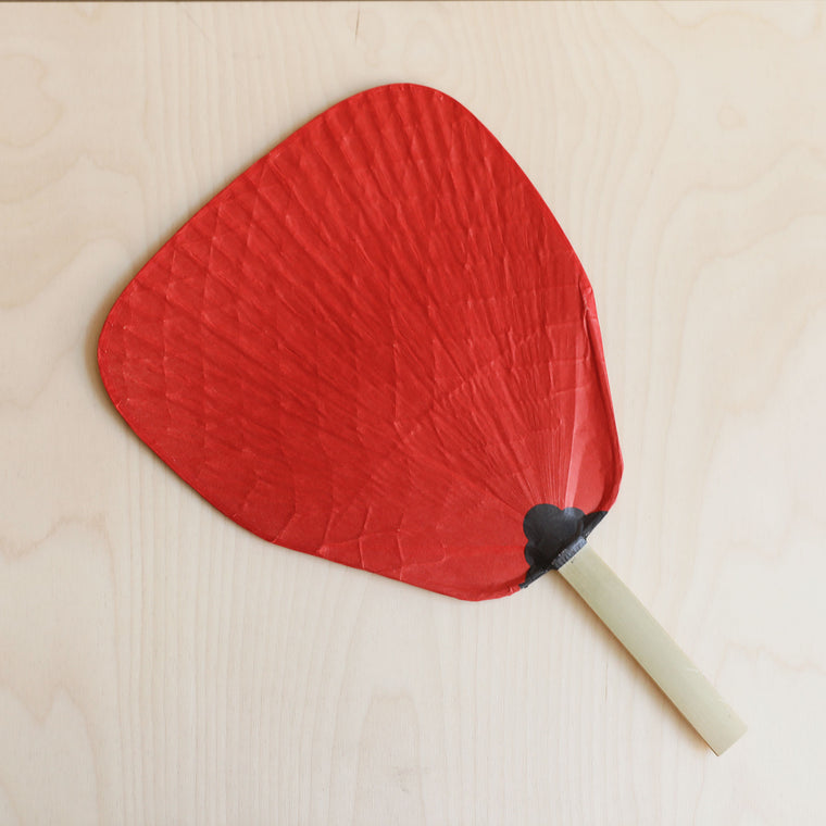 Japanese Paper and Bamboo Fan in Red