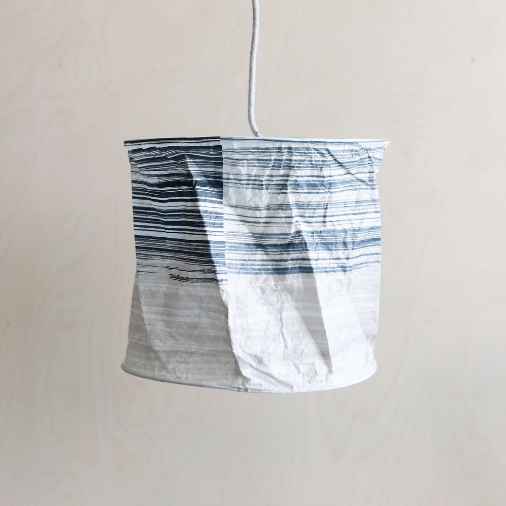 Lokta paper lampshade - vertical lines, raven