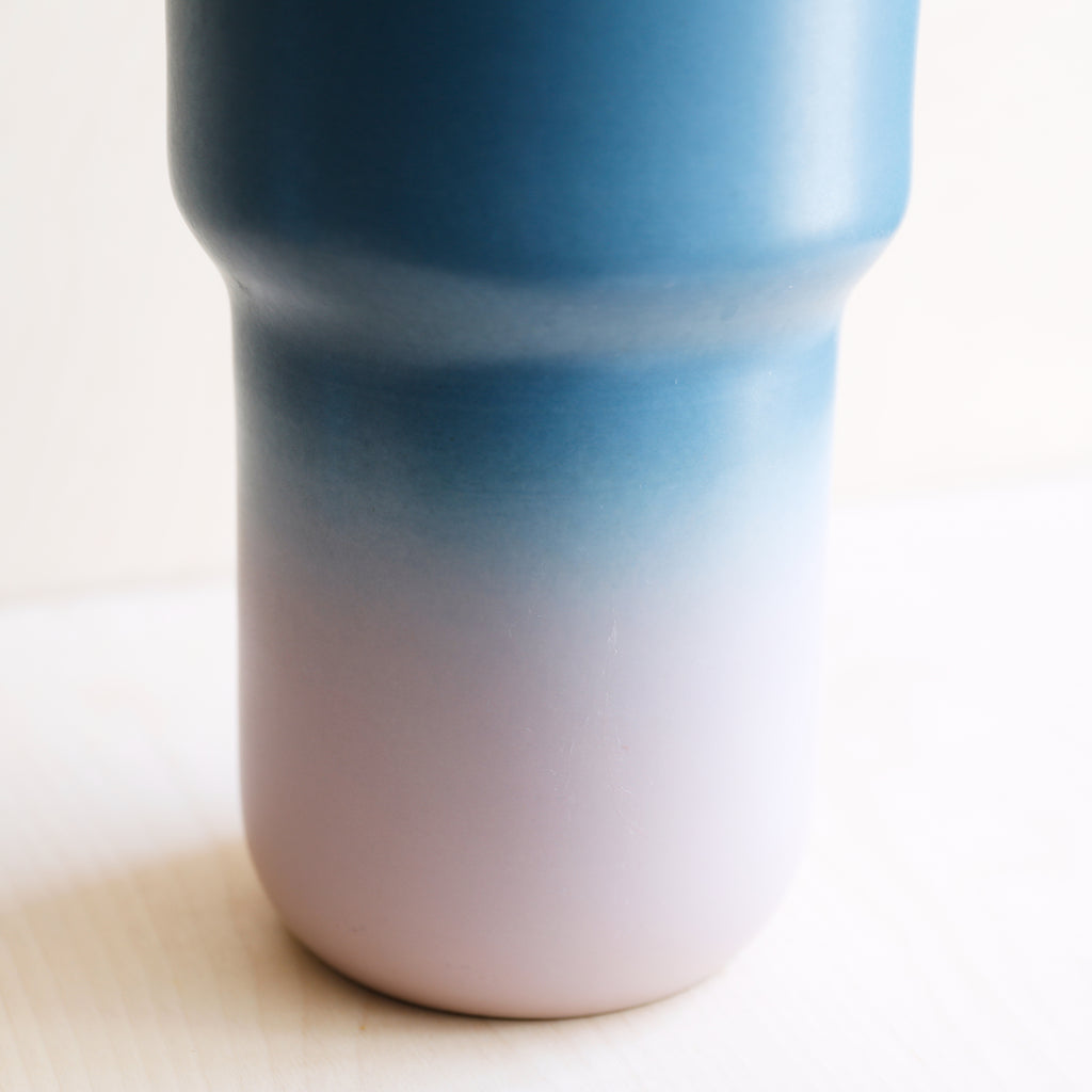 Large Matt Porcelain Blue and Pink Vase