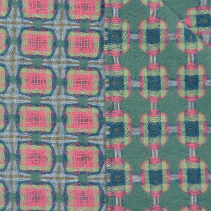 Green and Coral Basket Weave Throw by Paulette Rollo - Chinese homewares- Rouge Shop antique stores London - city furniture