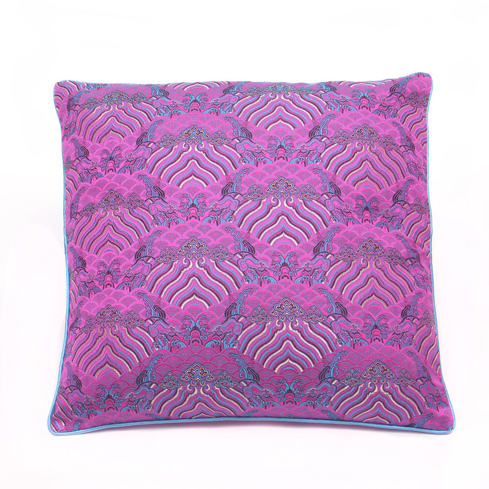 Chinese Cloud Brocade Cushion - Small Purple - Chinese homewares- Rouge Shop antique stores London - city furniture
