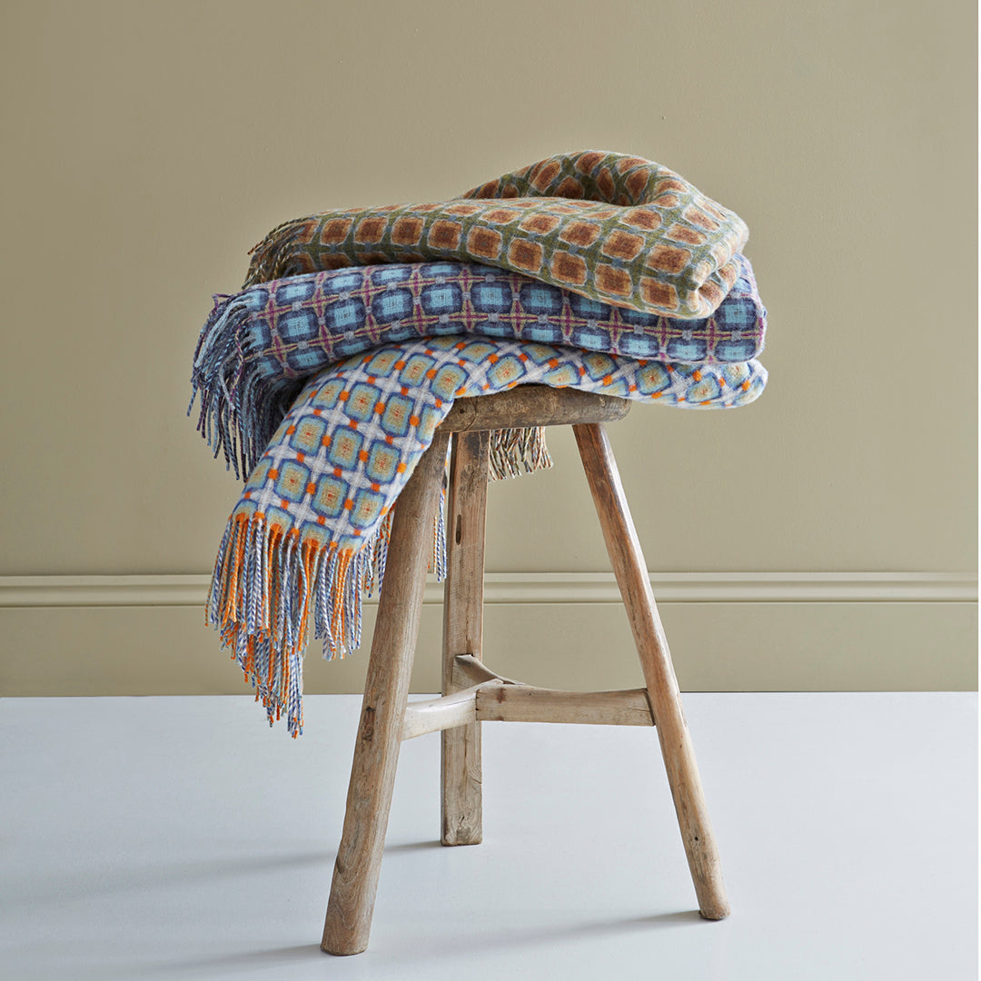 Sage and Teal Basket Weave Throw by Paulette Rollo - Chinese homewares- Rouge Shop antique stores London - city furniture