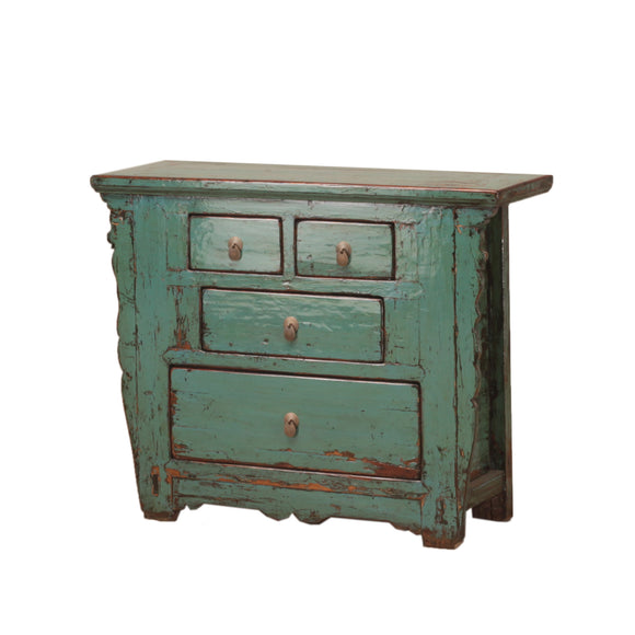 Turquoise Vintage Med Cabinet with Four Drawers