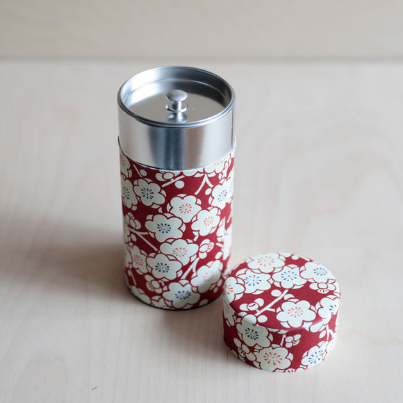 Tin Tea Box -Tall Sakura Red