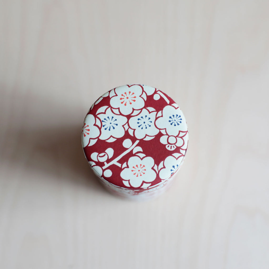 Tin Tea Box -Tall Sakura Red