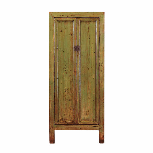 Vintage Tall Olive Green Cupboard from Shandong