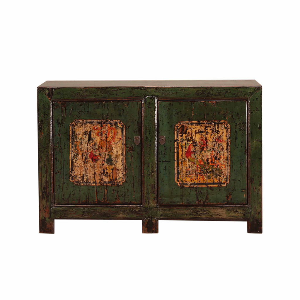 Vintage Chinese Furniture Green Sideboard front view