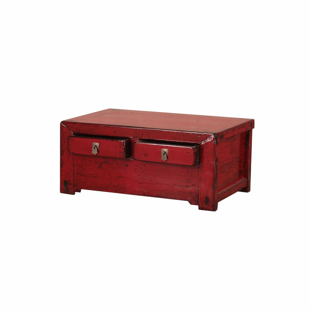Chinese vintage red drawer table open
