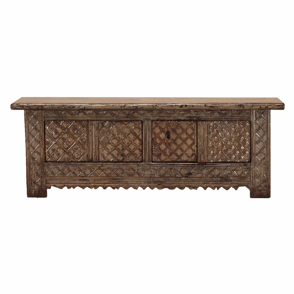Vintage Sideboard with Carved Lattice Detail from Xinjiang