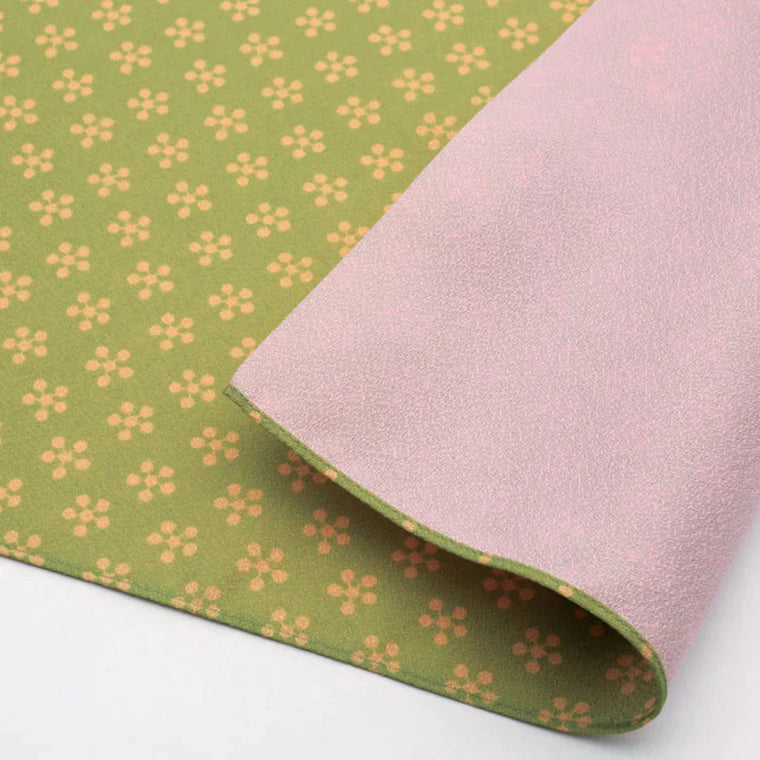 Reversible Furoshiki Cloth Large -  Rikyubai (Japanese Apricot) Green/Pink