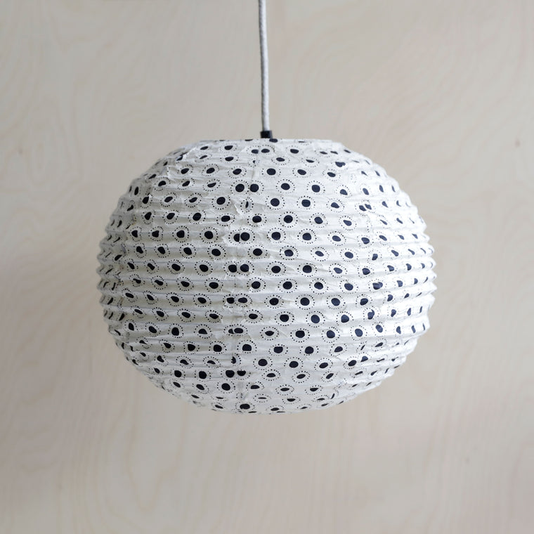 Lokta paper lampshade - Black Circles with Dots