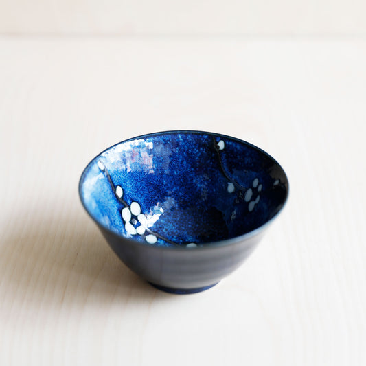 White Cherry Blossom Porcelain Rice Bowl - Rouge