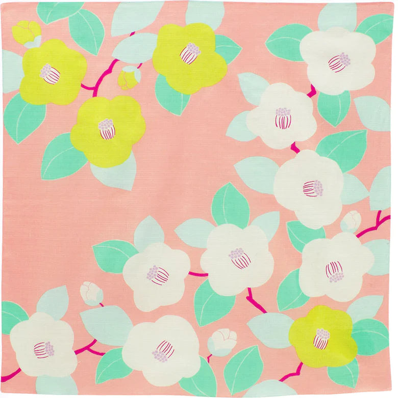 Organic Cotton Furoshiki Cloth -Camellia Salmon Pink