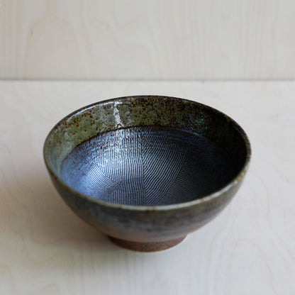 Green and Brown Glaze Japanese Noodle Bowl