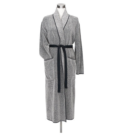 Washed Linen-Terry Bath Robe in Black