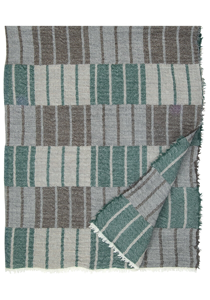 Soft Wool Woven Blanket -  Green Bark