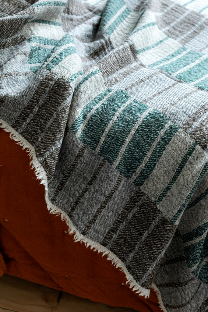 Soft Wool Woven Blanket -  Green Bark