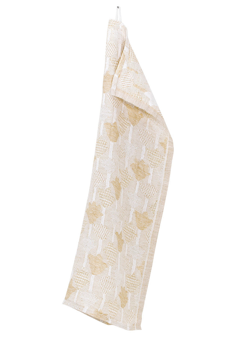 Jacquard woven tulip linen towel - Golden yellow