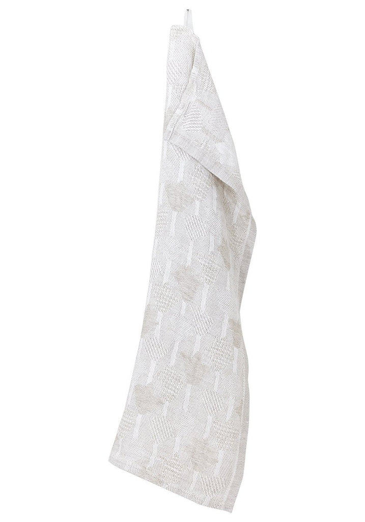 Jacquard woven tulip linen towel - White