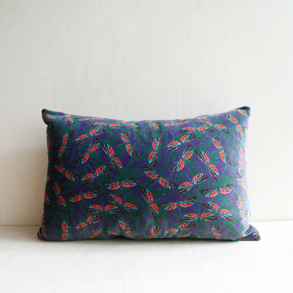 Cotton Velvet Cushion - Lucie Purple - Rectangular