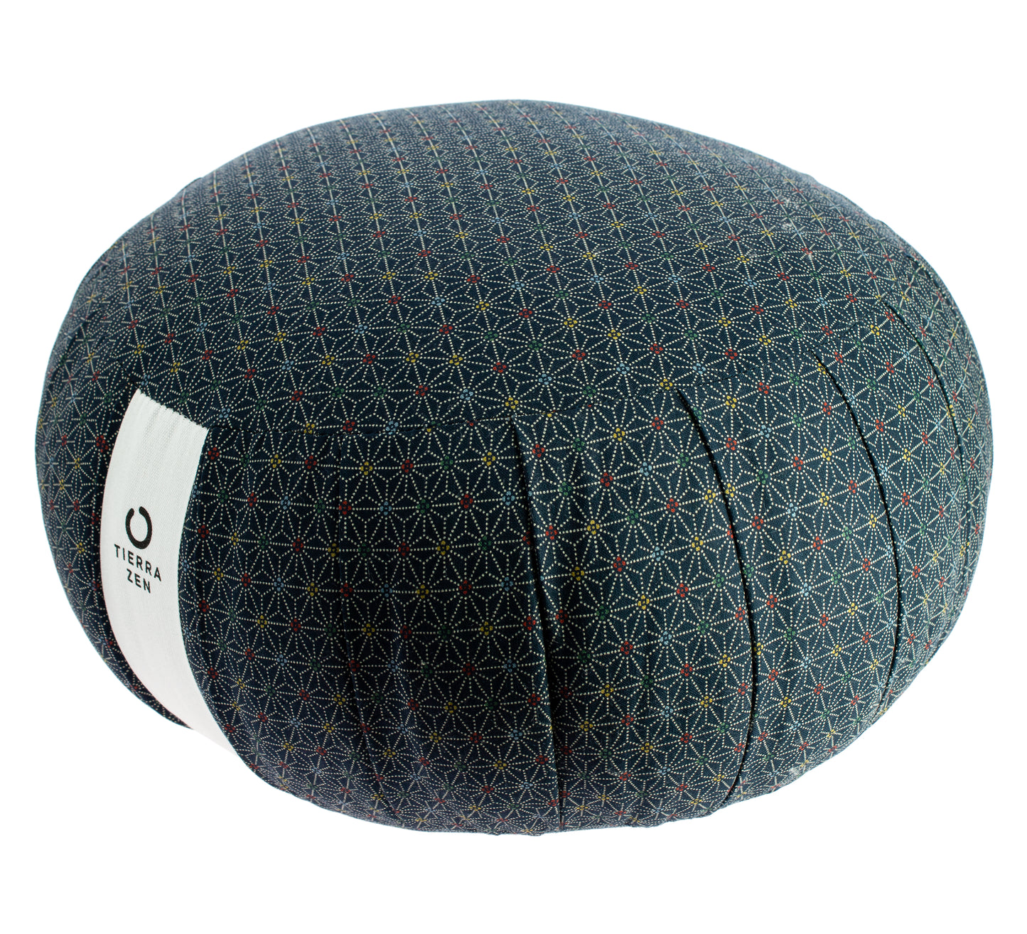 Kapok Round Zafu Meditation Cushion - Asanoha Blue