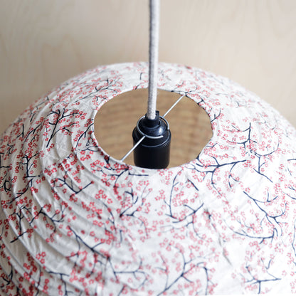 Lokta Paper lampshade - Red Blossoms