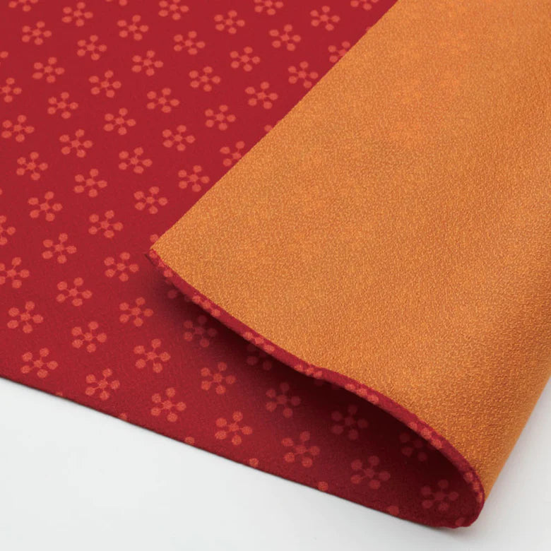 Reversible Furoshiki Cloth Small -  Rikyubai (Japanese Apricot) Red/Orange
