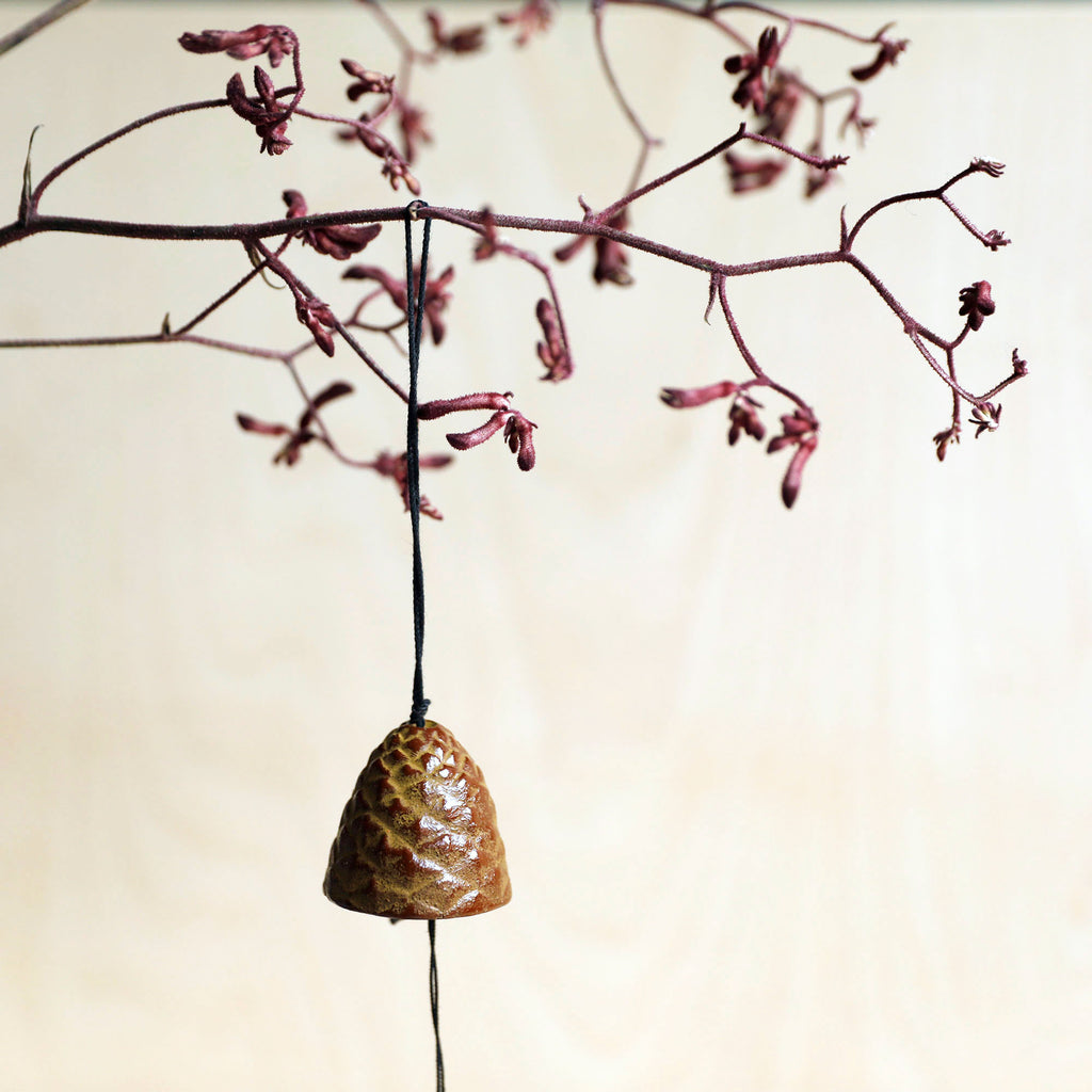 Japanese Cast Iron Pine Cone Wind Bell - Brown