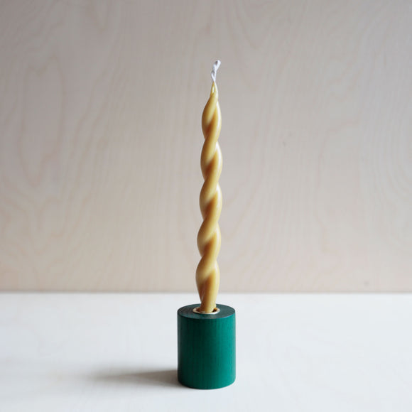 Wooden Candle Holder - Green
