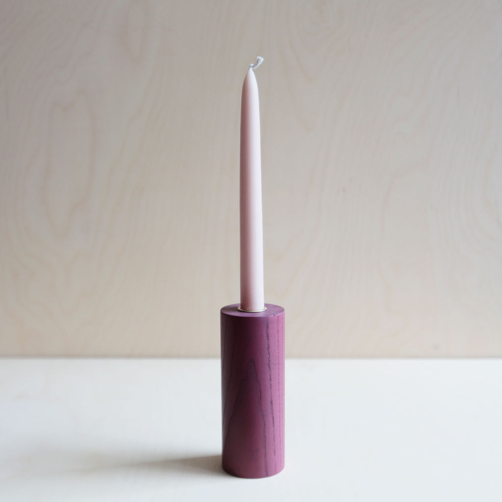 Wooden Candle Holder - Burgundy