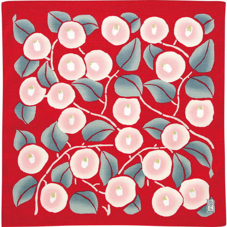 Cotton Furoshiki Cloth - Yumeji Camellia Red